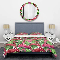 Designart 'Retro Tropical Pink Flamingo' Mid-Century Duvet Cover Set
