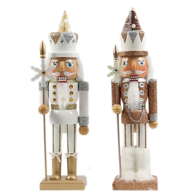 Santa's Workshop 15" Silver and Gold Snowflake Soldier Nutcracker Set