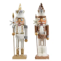 Santa's Workshop 15" Silver and Gold Snowflake Soldier Nutcracker Set