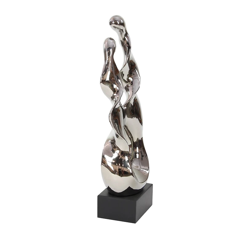 27" Silver Ceramic Modern Abstract Sculpture