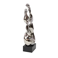 27" Silver Ceramic Modern Abstract Sculpture