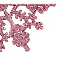 24ct Mauve Pink Glitter Snowflake Ornaments