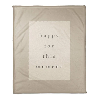 50" x 60" Beige Happy for This Moment Coral Fleece Throw Blanket