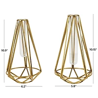 Gold Stainless Steel Geometric Test Tube Vase Set