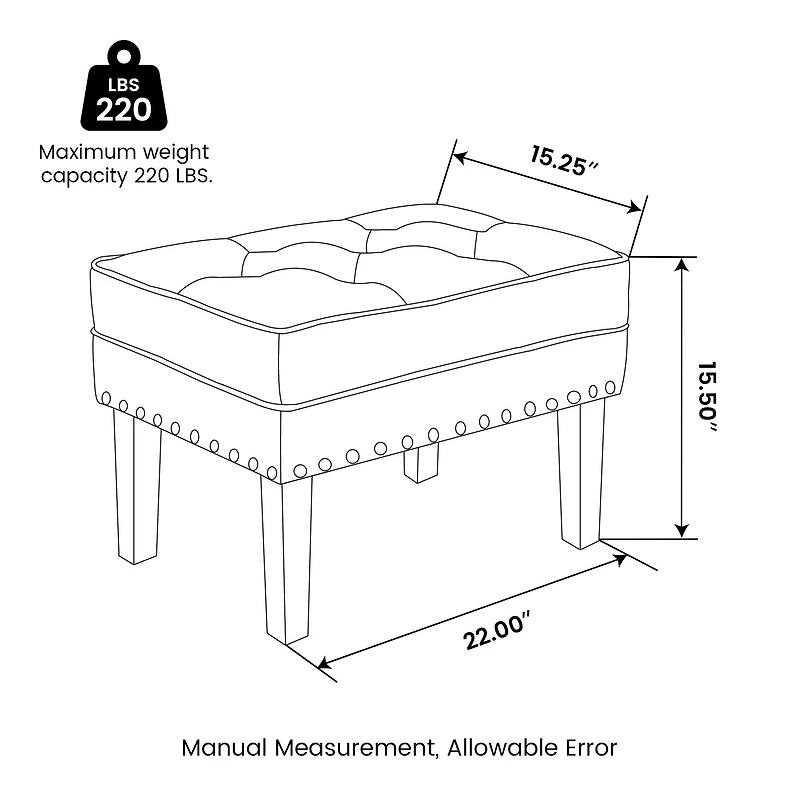 Glitzhome® Mid-Century Modern Leatherette Button-Tufted Accent Stool
