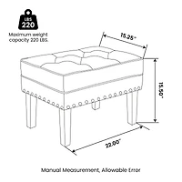 Glitzhome® Mid-Century Modern Leatherette Button-Tufted Accent Stool
