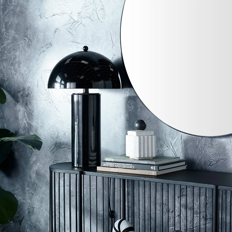 Black Metal Contemporary Table Lamp, 14" x 14" x 22"