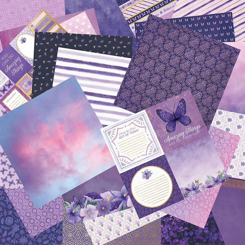Craft Smith 12" x 12" Purple Possibilities Paper Pad, 48 Sheets