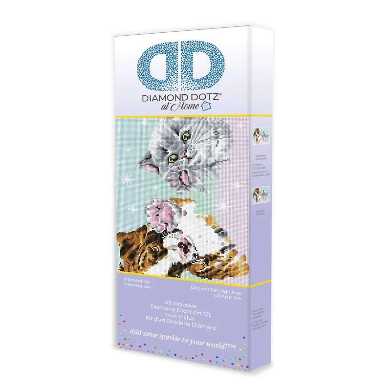 Diamond Dotz® at Home Intermediate Dog & Cat High Five Diamond Painting Kit