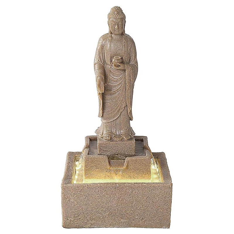 Design Toscano 23.5" Earth Witness Buddha Illuminated Garden Fountain