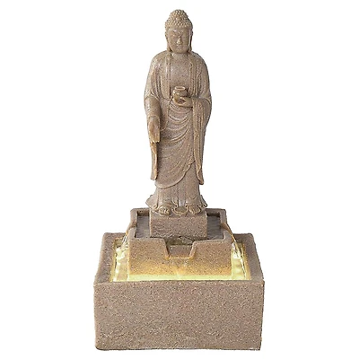 Design Toscano 23.5" Earth Witness Buddha Illuminated Garden Fountain