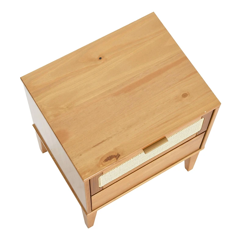 Hello Honey® Crawford 24" Solid Wood Nightstand with Storage Drawers and Cane Detail