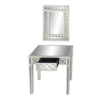 Set of 2 Grey Wood Glam Console Table, 31" x 31"