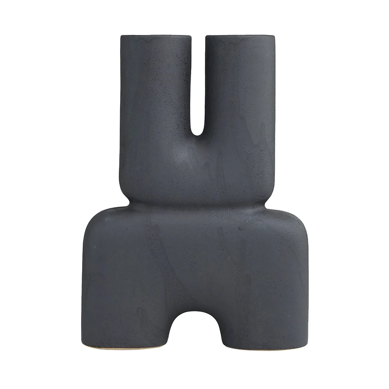 The Novogratz 15" Black Ceramic U-Shaped Abstract Vase