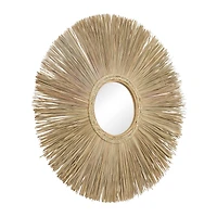 Brown Reed Bohemian Wall Mirror, 32" x 32" x 2"