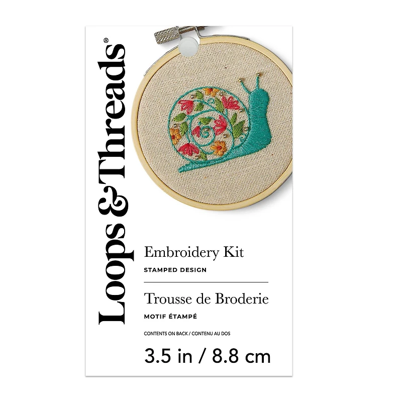 3.5" Snail Stamped Design Embroidery Kit with Hoop by Loops & Threads®