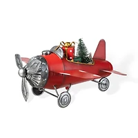 Glitzhome® 14" Christmas Metal Airplane with Gifts Table Décor