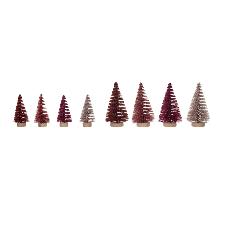 Hello Honey® Burgundy & Pink Sisal Bottle Brush Tree with Wood Base Set