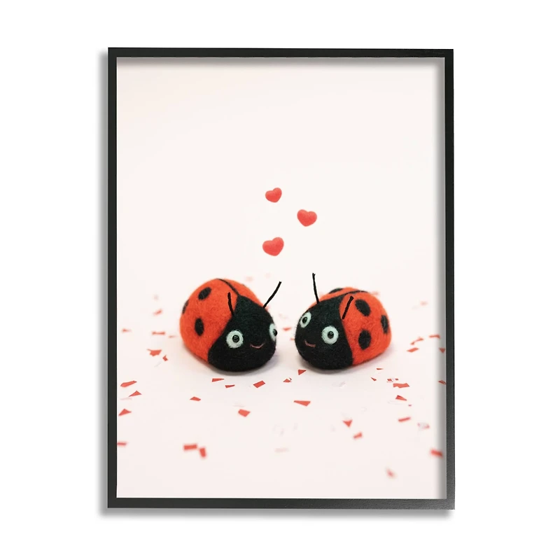 Stupell Industries Ladybugs Valentine's Hearts Framed Giclee Art