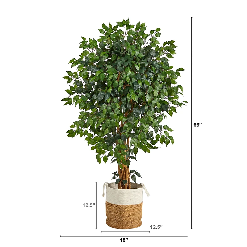 5.5ft. Palace Ficus Artificial Tree with in Handmade Natural Jute and Cotton Planter