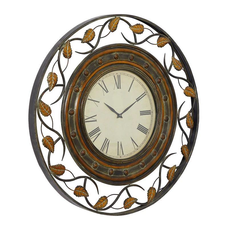 Brown Rustic Metal Wall Clock