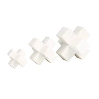 White Marble Geometric Jack Sculpture Set