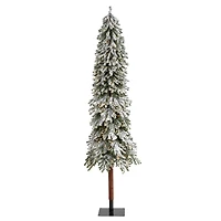 8ft. Pre-Lit Flocked Grand Alpine Artificial Christmas Tree, Clear LED Lights