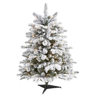 3ft. Pre-Lit Flocked North Carolina Fir Artificial Christmas Tree with Warm White Lights