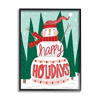 Stupell Industries Happy Holidays Happy Snowman Framed Giclee Art