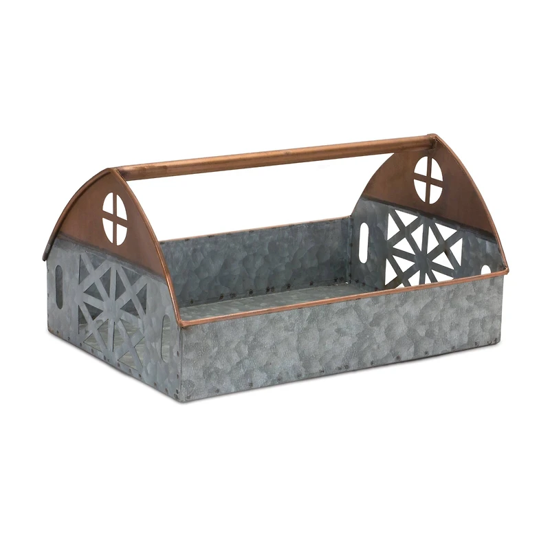 Galvanized Metal Barn Caddy Tray Set