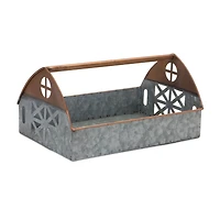 Galvanized Metal Barn Caddy Tray Set