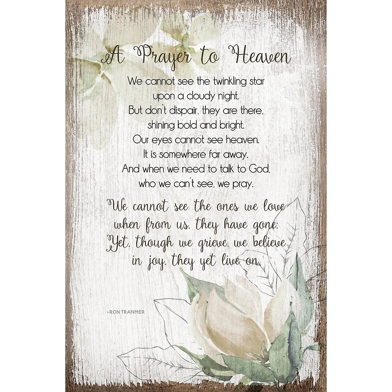 A Prayer To Heaven Inspirational Wood Plaque