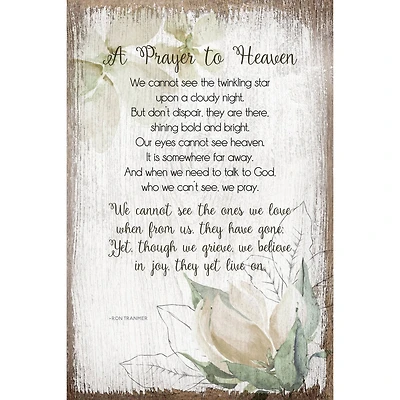 A Prayer To Heaven Inspirational Wood Plaque