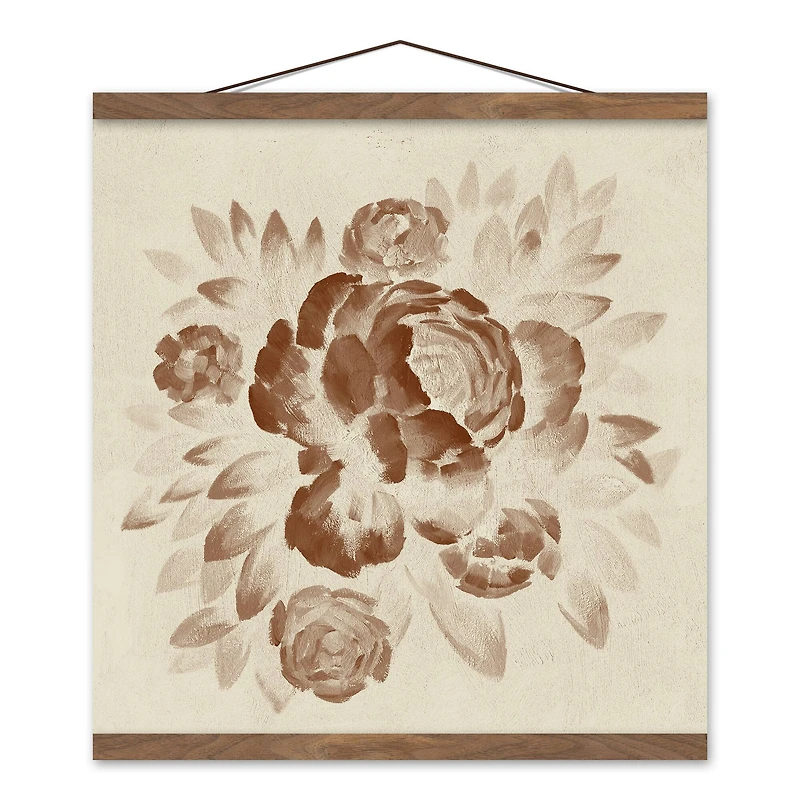 Terracotta Flower Teak Hanging Canvas