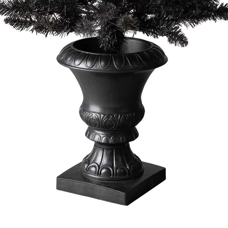 4ft. Pre-Lit Black Artificial Halloween Tree, LED Orange Lights