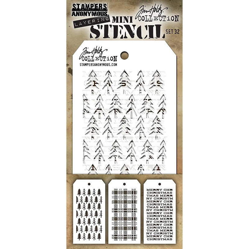 Stampers Anonymous Tim Holtz® Mini #32 Layering Stencil Set