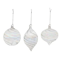 Iridescent Swirl Glass Ornaments Set