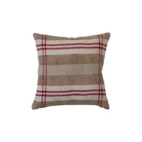 Hello Honey® Red, Cream & Tan Plaid Square Recycled Chenille & Cotton Pillow