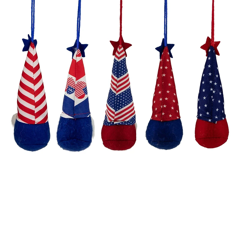 6.5" Patriotic 4th of July Americana Gnome Ornament Set