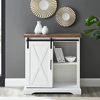 Walker Edison Reclaimed Barnwood 32" Sliding Barn Door Farmhouse Accent Cabinet