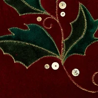 20.5" Holly Embroidered Velvet Stocking