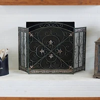 52" Green Metal Fireplace Screen