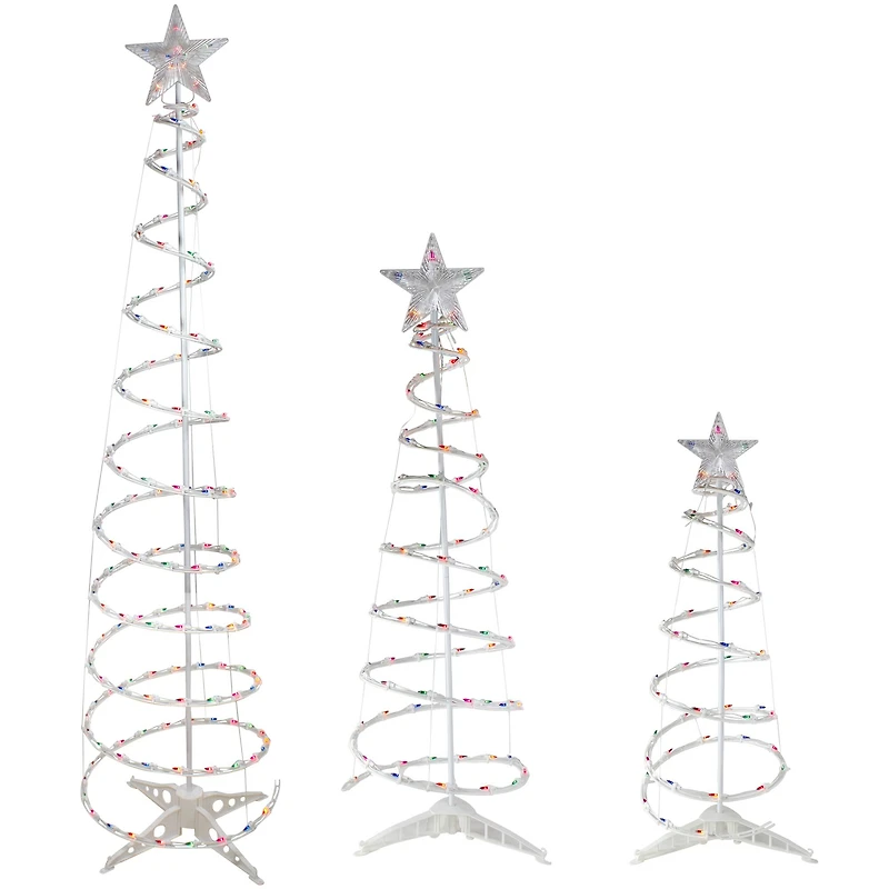 3ft., 4ft., & 6ft. Pre-Lit Spiral Artificial Christmas Tree Set