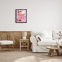 Stupell Industries Creep It Real Pink Halloween Phrase Framed Floater Canvas Wall Art