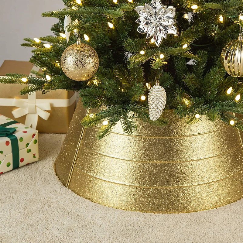 Glitzhome® 2ft. Gold Glitter Metal Tree Collar