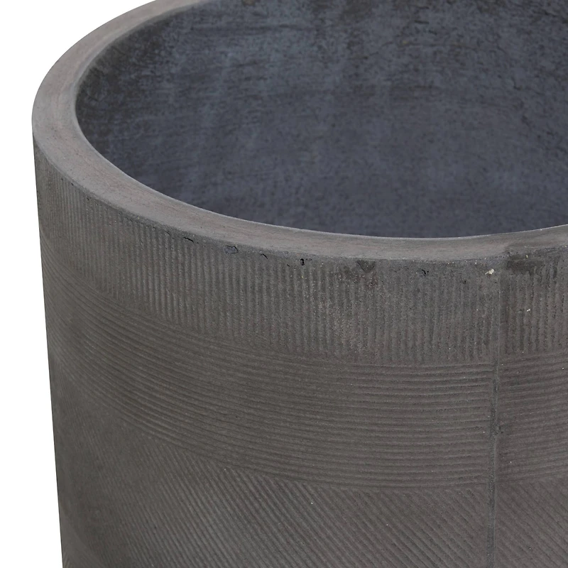 Set of 2 Grey Polystone Contemporary Planter, 13" 16"