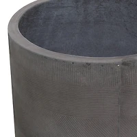 Set of 2 Grey Polystone Contemporary Planter, 13" 16"