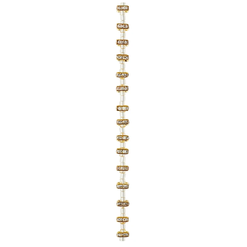12 Pack: Gold Rhinestone Square Rondelle Beads, 8mm by Bead Landing™