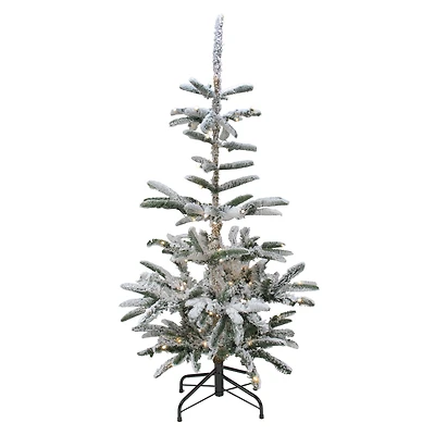 6.5ft. Pre-Lit Flocked Nordmann Fir Artificial Christmas Tree, Warm White LED Lights