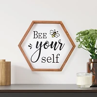 Wooden Framed Bee Yourself Metal Sign Spring Wall & Tabletop Décor